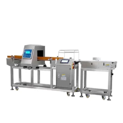 combi metal detector and checkweigher side