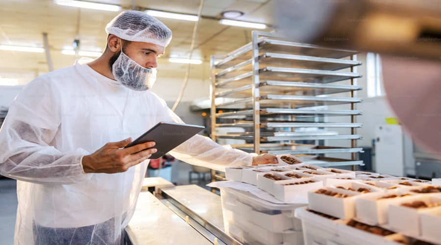 Food safety inspection concept with X-ray and metal detection systems on food processing line
