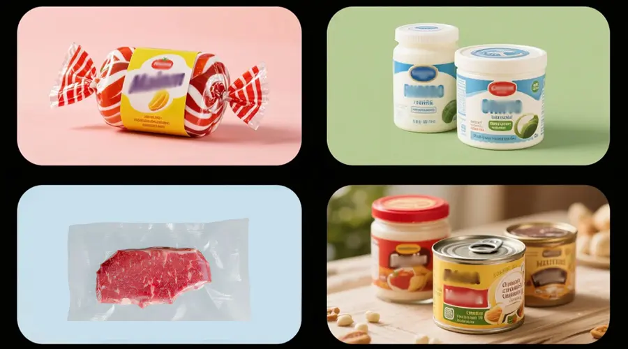 Sealed pouches, metal cans, and vacuum-packed food products being inspected by X-ray system