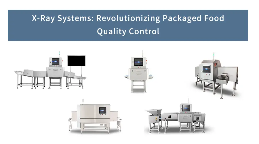 X-ray systems inspecting packaged food products on production line – quality control