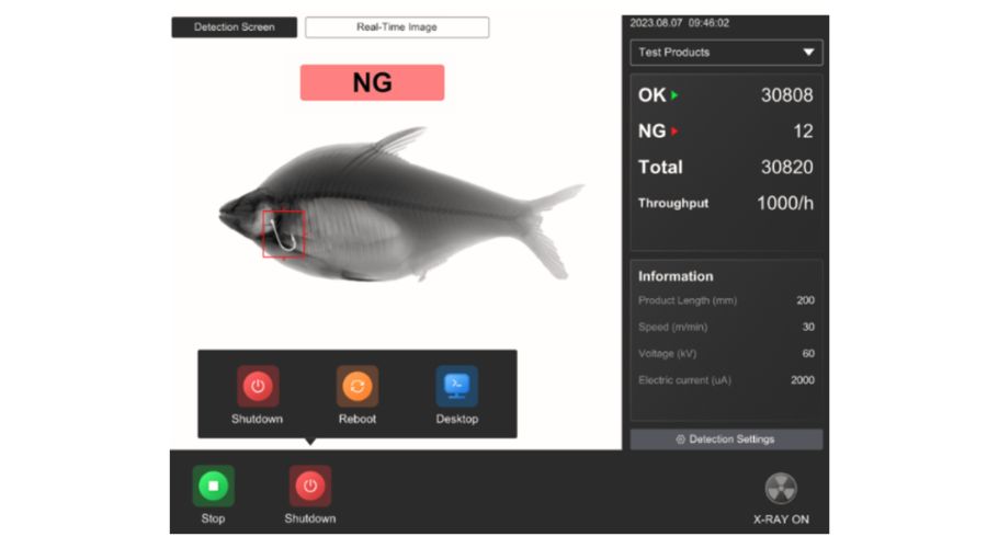 Specialized X-ray inspection system designed specifically for fish bone detection in seafood processing