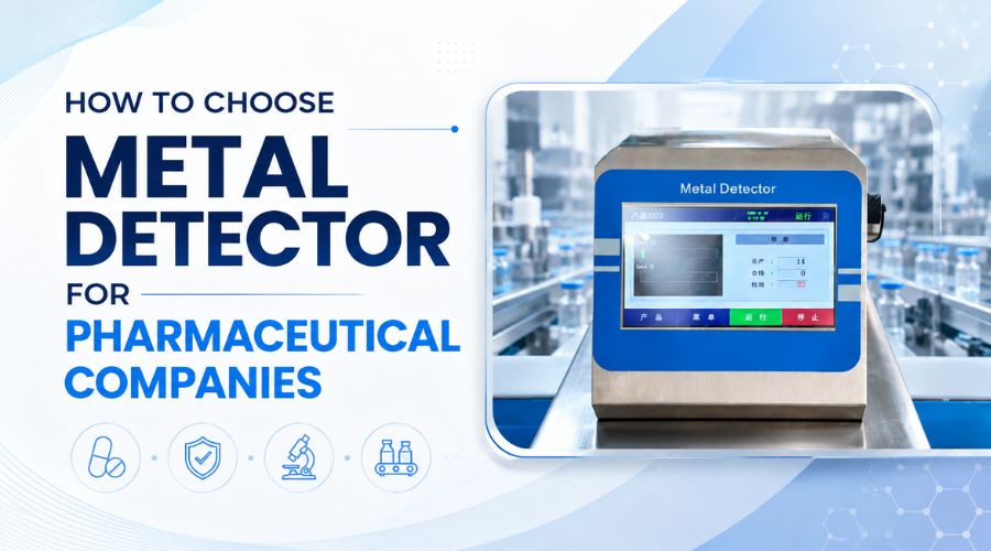 Operator touchscreen showing metal detector settings switching between tablet and capsule inspection modes