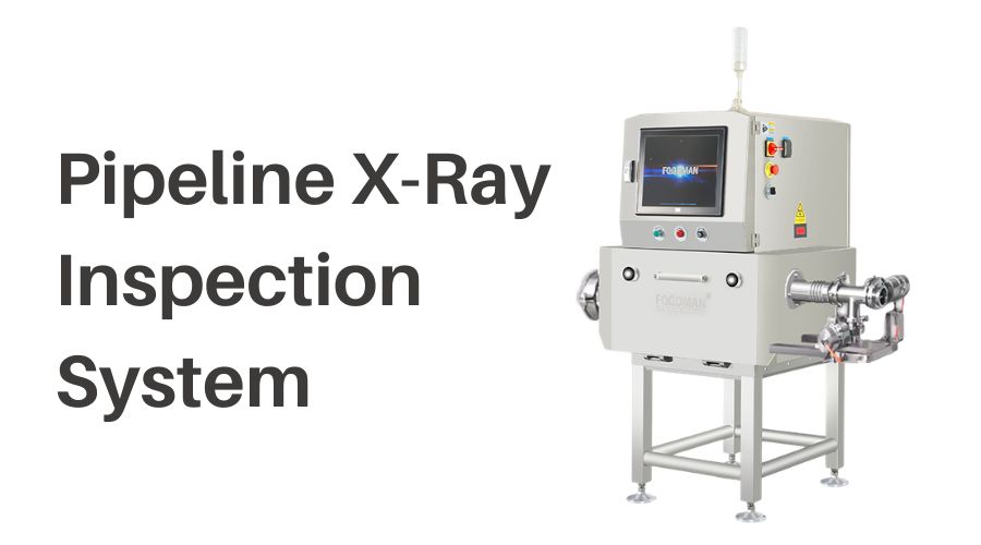 Industrial pipeline X-ray inspection system with stainless steel housing, X-ray generator, detector array, and flow-through pipe section