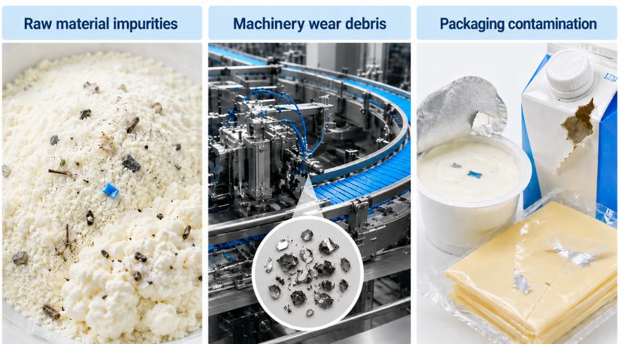 Common Dairy Contaminants – Raw Material Impurities, Machinery Wear, and Packaging Debris