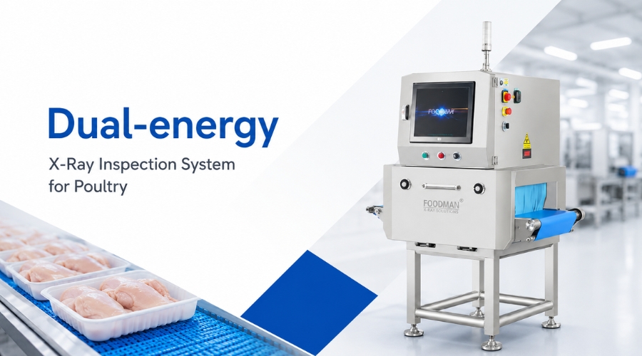Dual-energy X-ray inspection system designed specifically for poultry processing with advanced bone detection algorithms