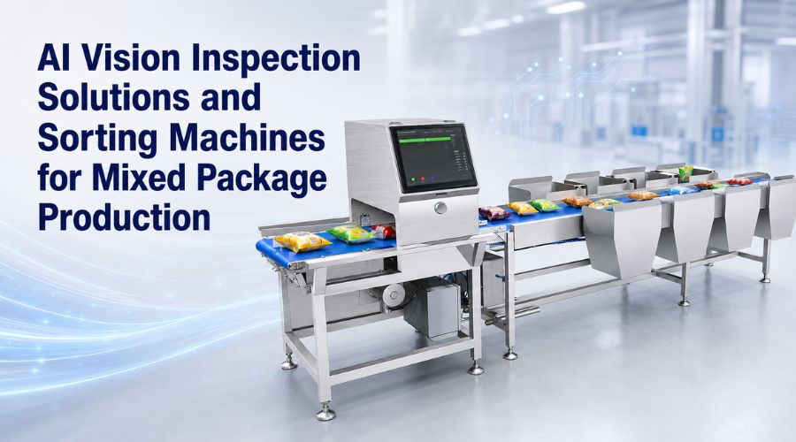 Foodman AI vision inspection and sorting system for mixed package production lines