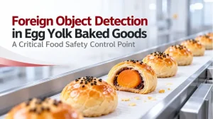 Foodman inspection systems detecting foreign objects in egg yolk baked goods on a production line