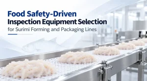 Foodman inspection equipment for surimi forming and packaging lines ensuring food safety