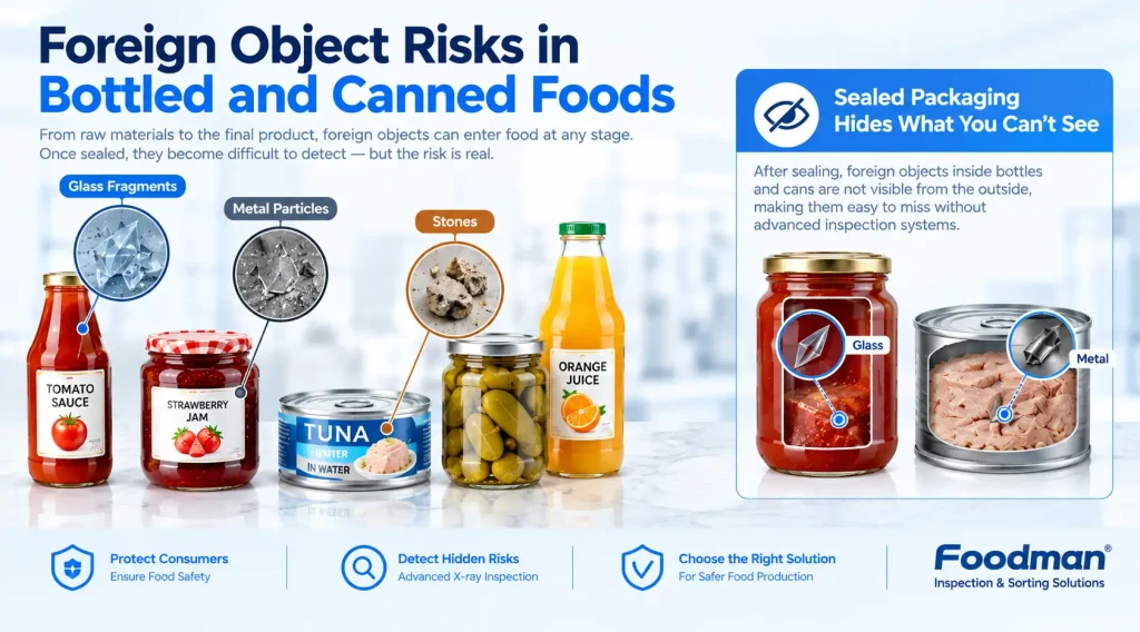 Foodman X-ray inspection systems designed for glass bottle and canned food production lines