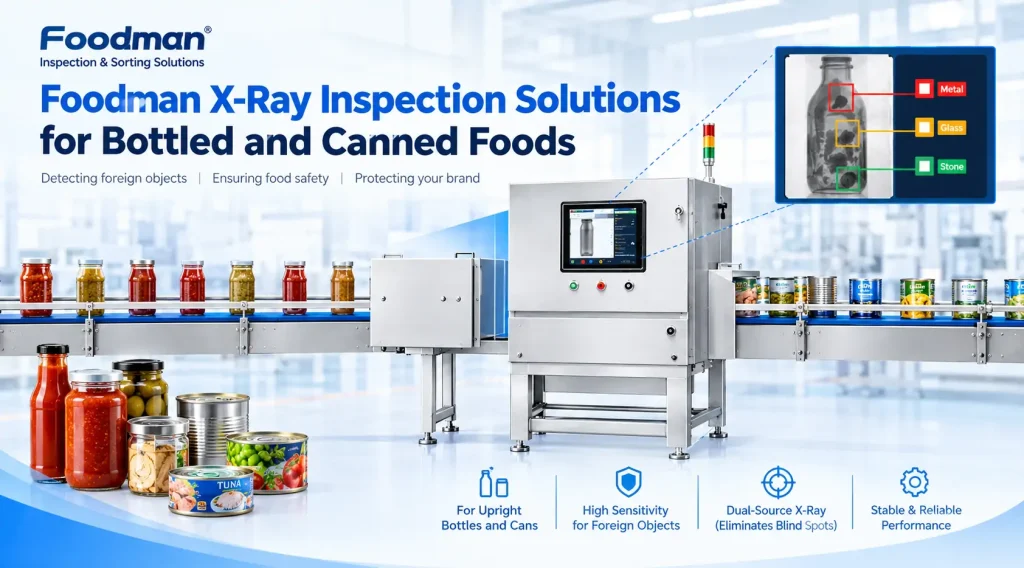 Foodman X-ray inspection systems designed for glass bottle and canned food production lines